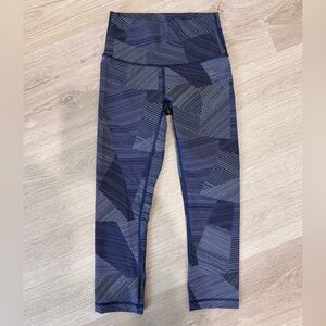 lululemon athletica Blue Printed Wunder Under Crop (Hi-Rise) Leggings
